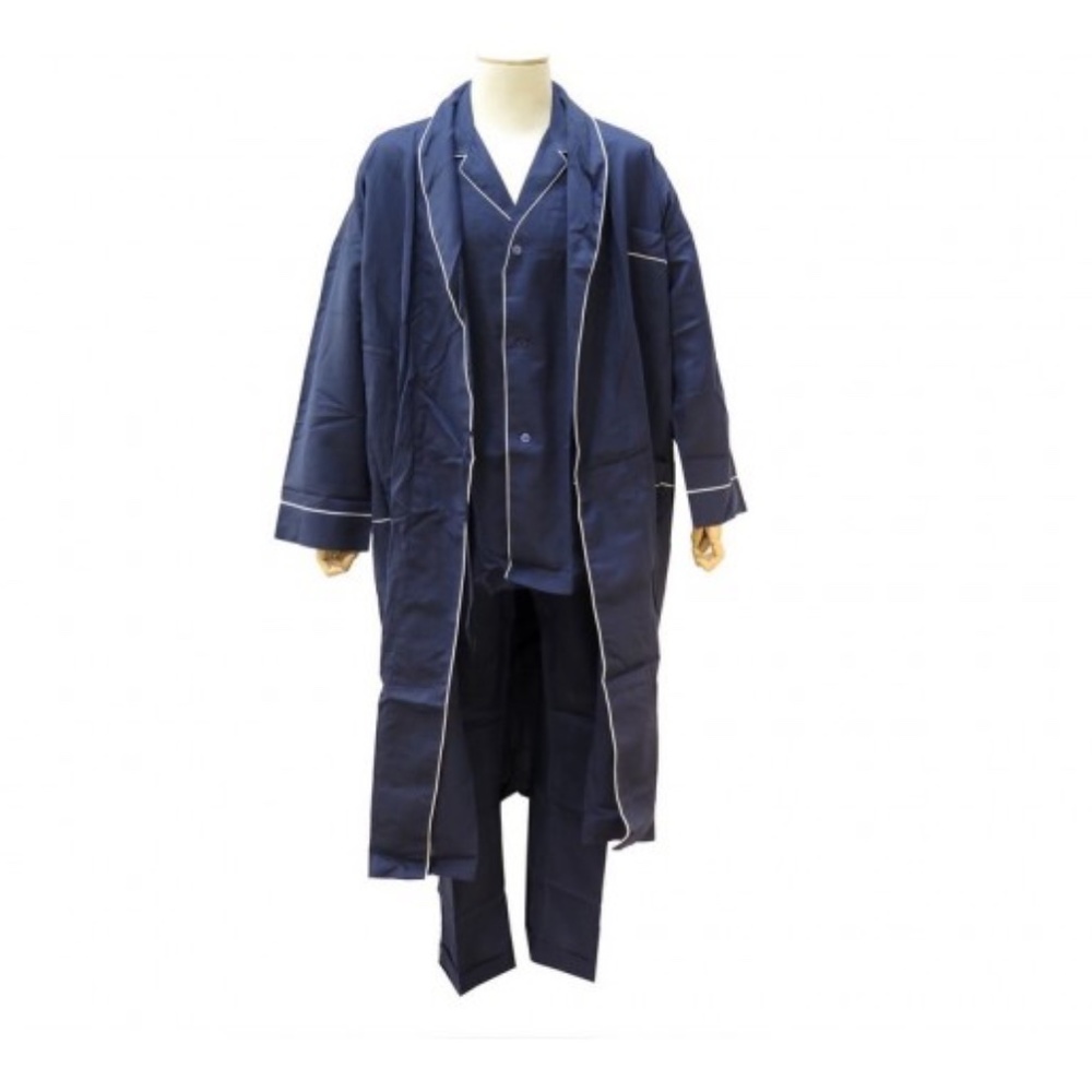 HERMES  Mens Blue Pajama  Set  dressing gown travel kit New s56 XXL